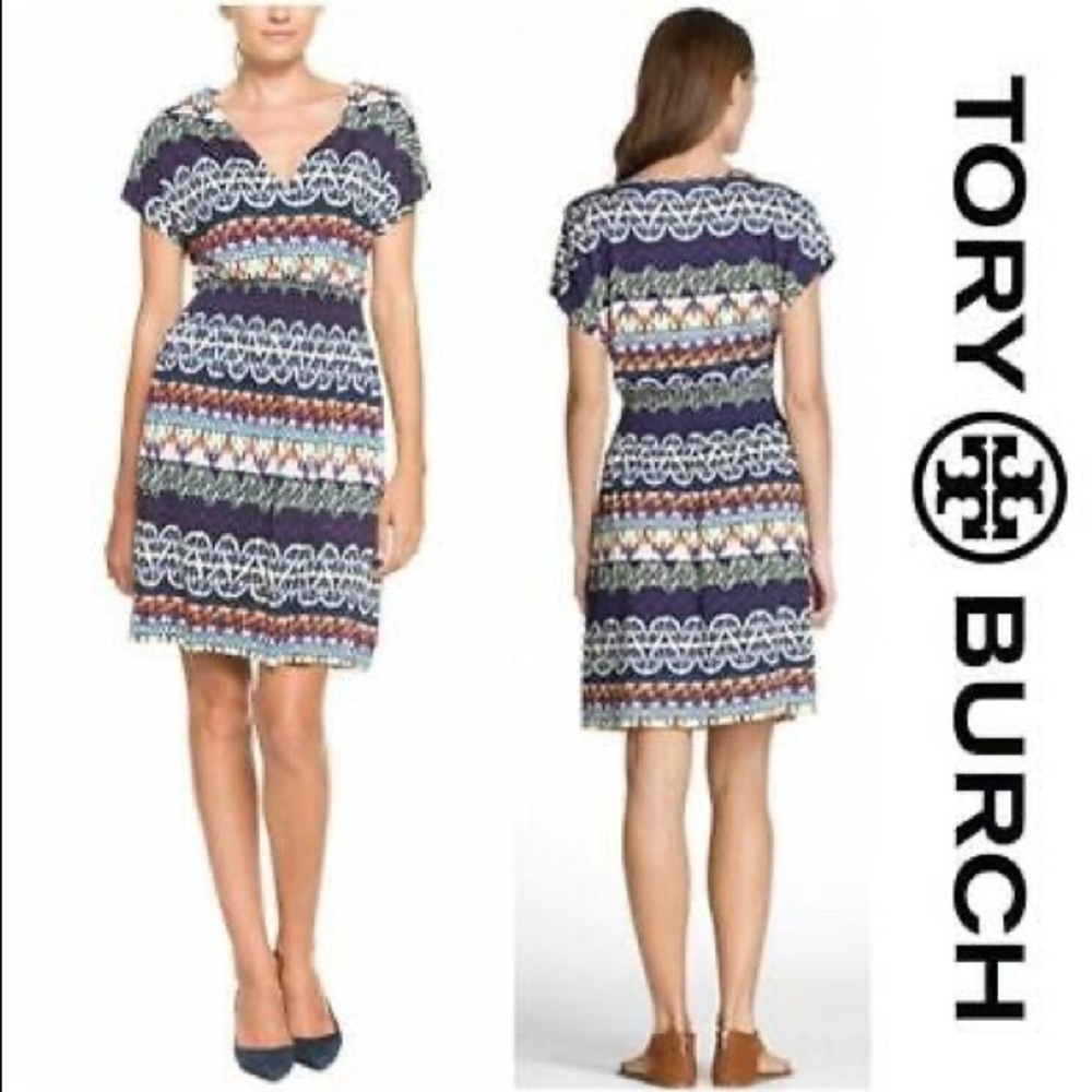 Tory Burch Arjeta Ikat Print Silk Jersey Dress